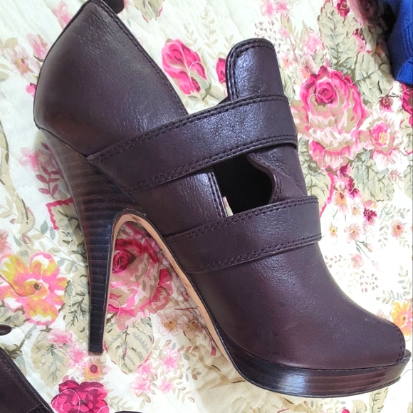 COACH Alexia Brown Platform Shooties Pumps Peep toe 8.5 - Picture 3 of 6